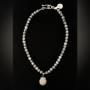 NWOT Jasper Beaded Necklace with Faux Geode Pendant